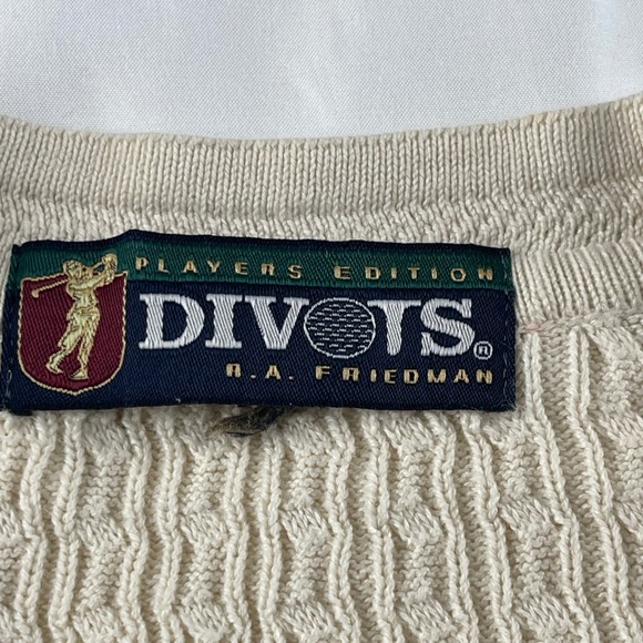 DIVOTS Players Edition Mens Cable Knit V Neck Golf Vest Sweater Beige Worcester - Picture 3 of 5
